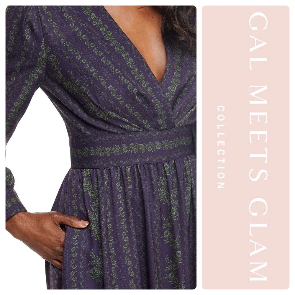 Gal Meets Glam Jocelyn Border Print Faux Wrap - Picture 4 of 4